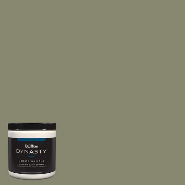 BEHR DYNASTY 8 oz. #400F-6 Grasshopper Wing Satin Enamel Stain-Blocking ...