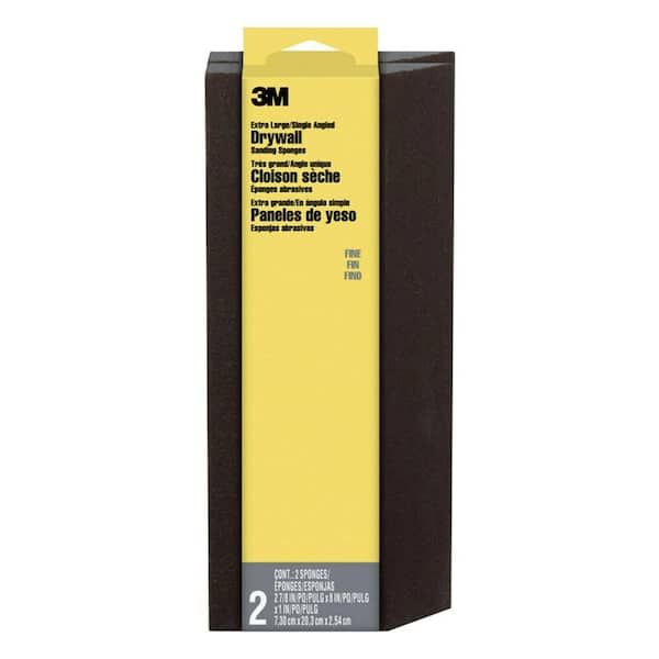 3M 2-7/8 in. x 8 in. x 1 in. Fine Extra-Large Angled Drywall Sanding Sponge (2-Pack)