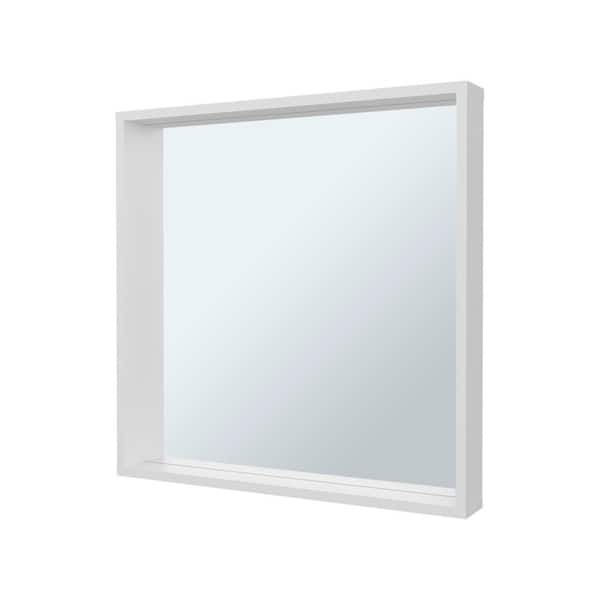 23.6 in. W x 23.6 in. H Rectangular White MDF Surface Mount Medicine Cabinet with Mirror