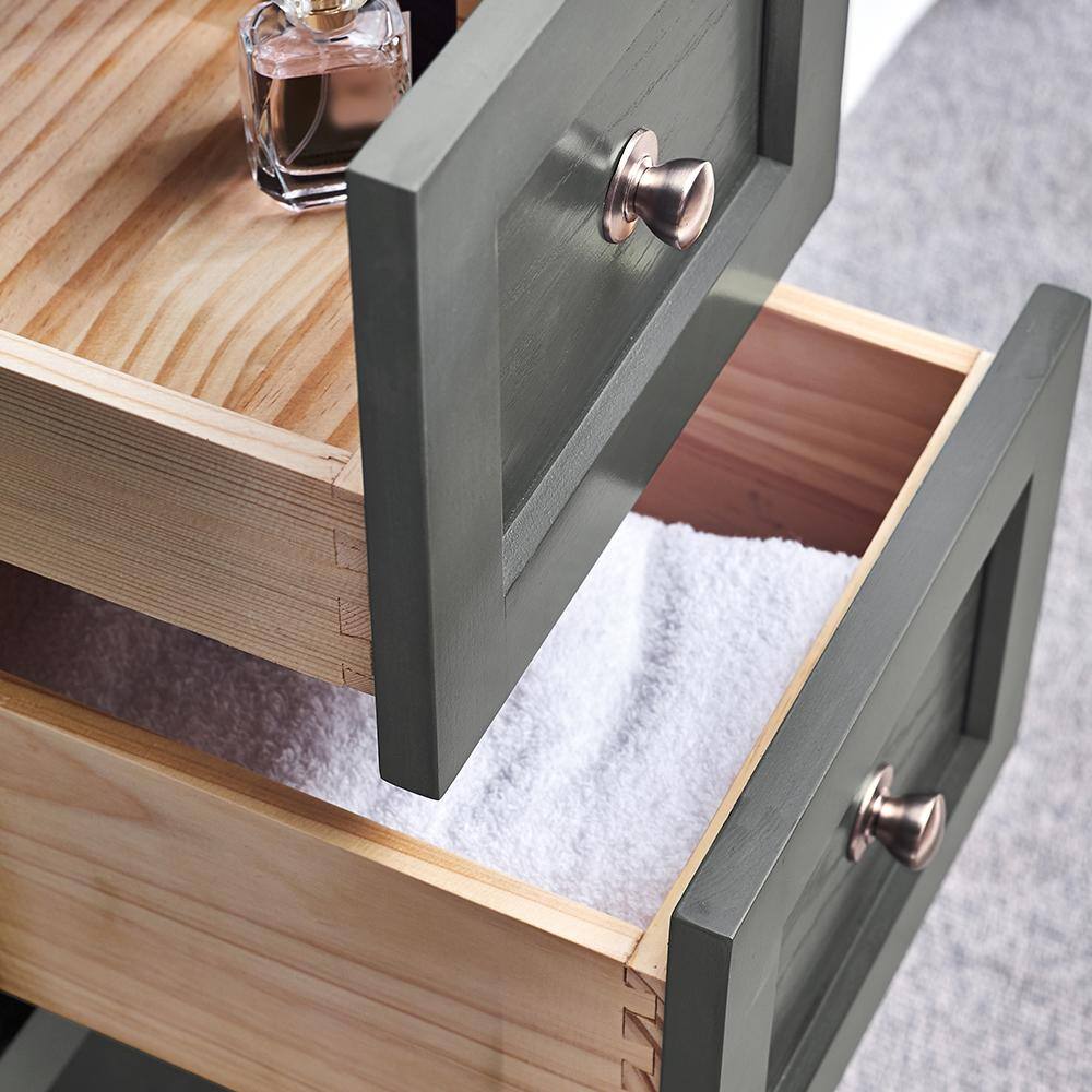 Gray 42" Solid Wood Bathroom Vanity Set with Mirror