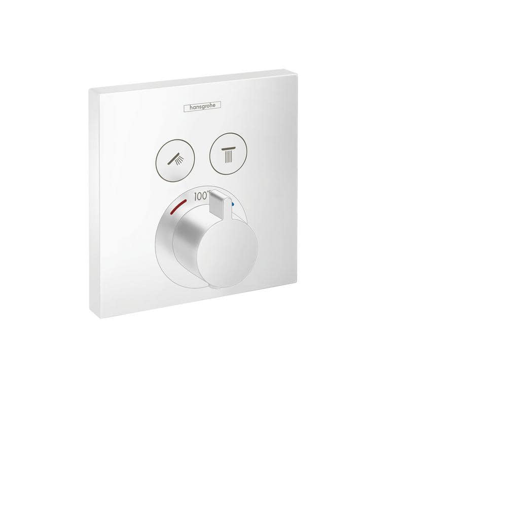 Matte White Modern Wall-Mounted Shower Trim