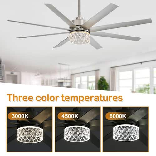 Fury 65 in. Indoor Integrated LED Brushed Nickel Industrial Ceiling Fan with Remote and Light Included Ceiling Fans