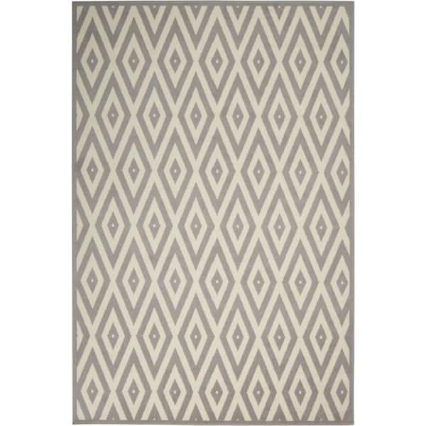 Nourison Grafix White/Grey 5 ft. x 7 ft. Persian Geometric Contemporary Area Rug