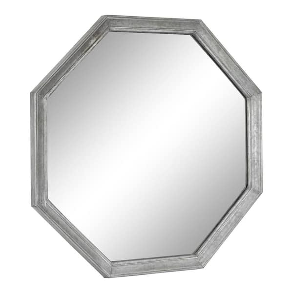 Kate and Laurel Ocono 26.00 in. W x 26.00 in. H Silver Octagon Farmhouse Framed Decorative Wall Mirror