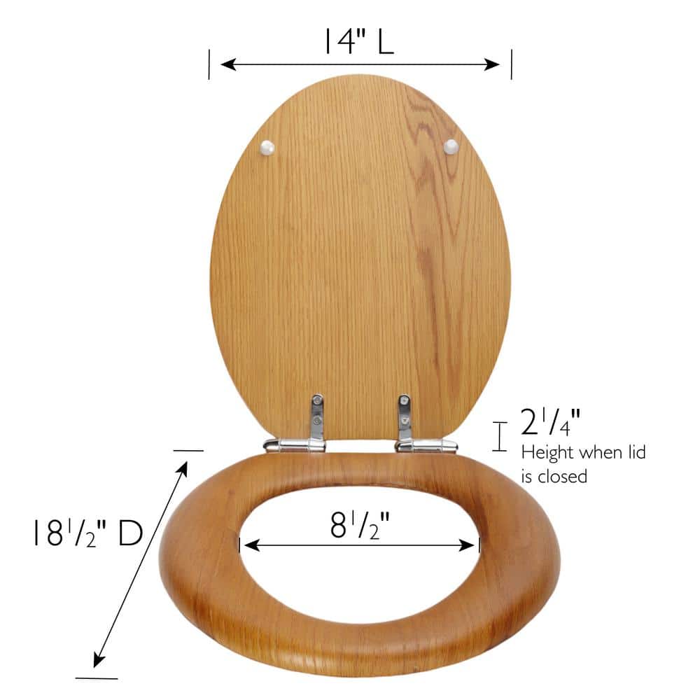 Honey Oak Elongated Soft Close Wood Toilet Seat