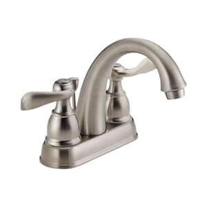 Windemere 4 in. Centerset 2-Handle Bathroom Faucet with Metal Drain Assembly in Stainless