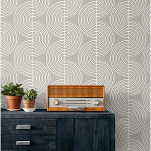 31.35 sq. ft. Alloy Grey Zen Geo Vinyl Peel and Stick Wallpaper Roll