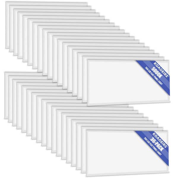 2 ft. x 4 ft. 250-Watt Equivalent Integrated LED Troffer Panel Light 7800 Lumens, 5000K White Dimmable (36-Pieces)