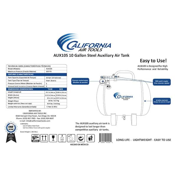 California Air Tools 5.0 Gal. Steel Auxiliary Air Tank CAT-AUX05S - The  Home Depot