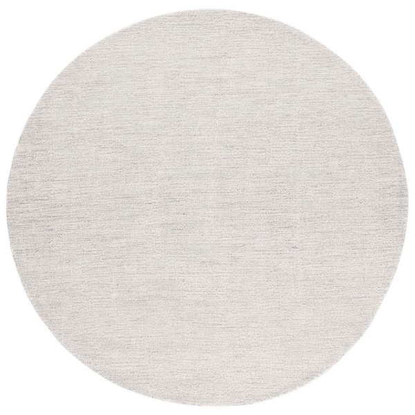 Ebony 6 ft. x 6 ft. Light Gray/Ivory Solid Modern Round Area Rug