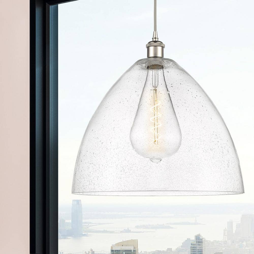 Bristol 16" Glass Pendant Light in Polished Nickel