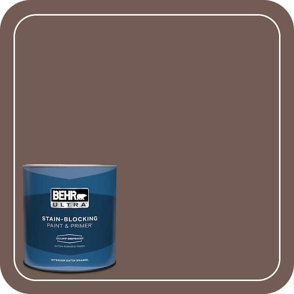 BEHR ULTRA 1 qt. #220F-7 Yorkshire Brown Extra Durable Satin Enamel Interior Paint & Primer