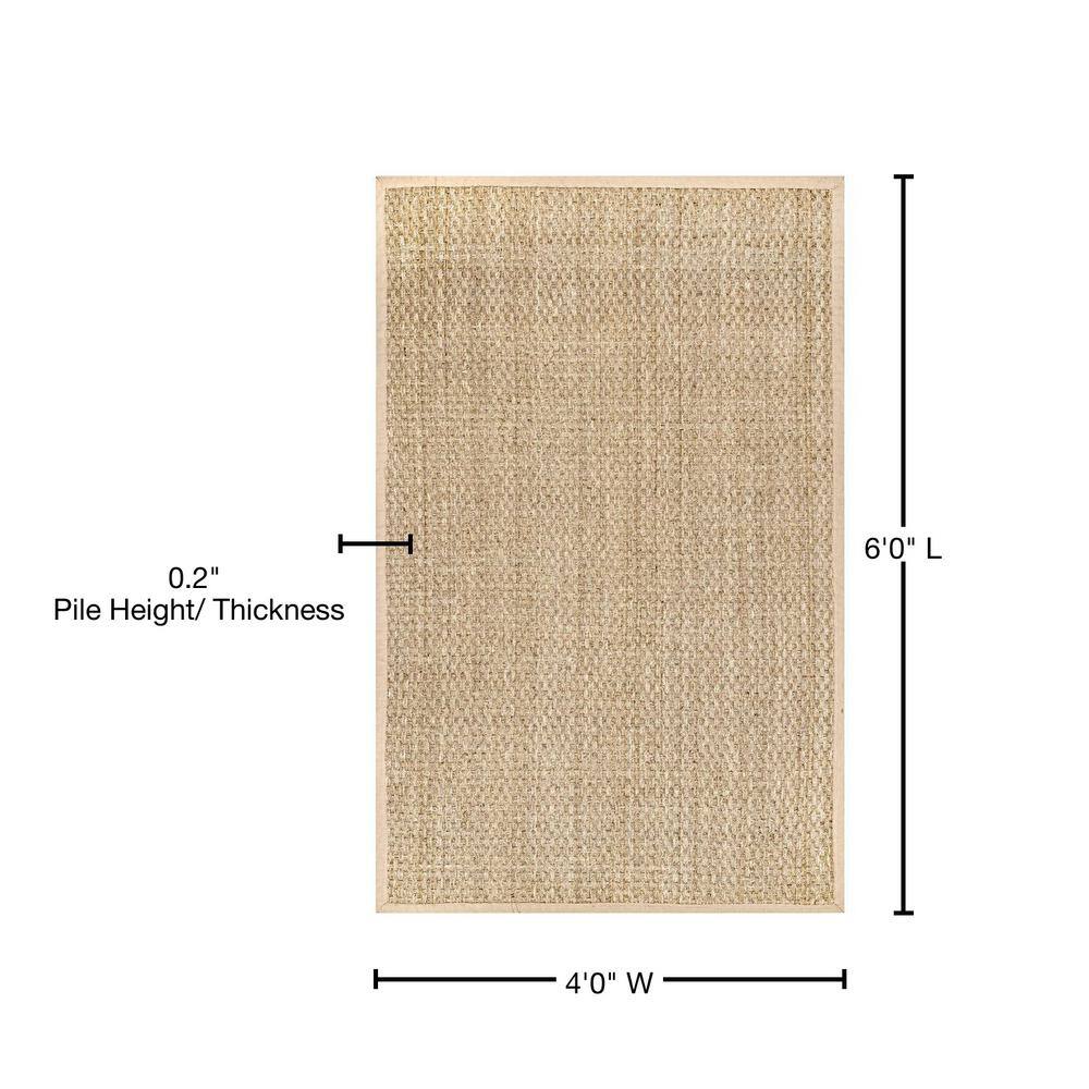 Beige 4' x 6' Reversible Rectangular Seagrass Area Rug