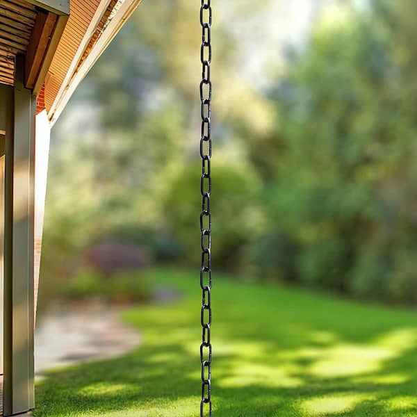 8.5 ft. Aluminum Traditional Link Rain Chain (Black)