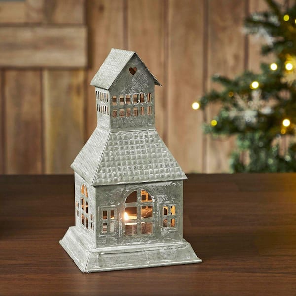 Metal Village Gray House A Antique Tealight Holder 1-Pack