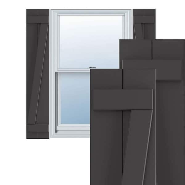 Ekena Millwork True Fit PVC 21.5 in. W x 32 in. H Vinyl Board and Batten Shutters Pair in Shadow Mountain