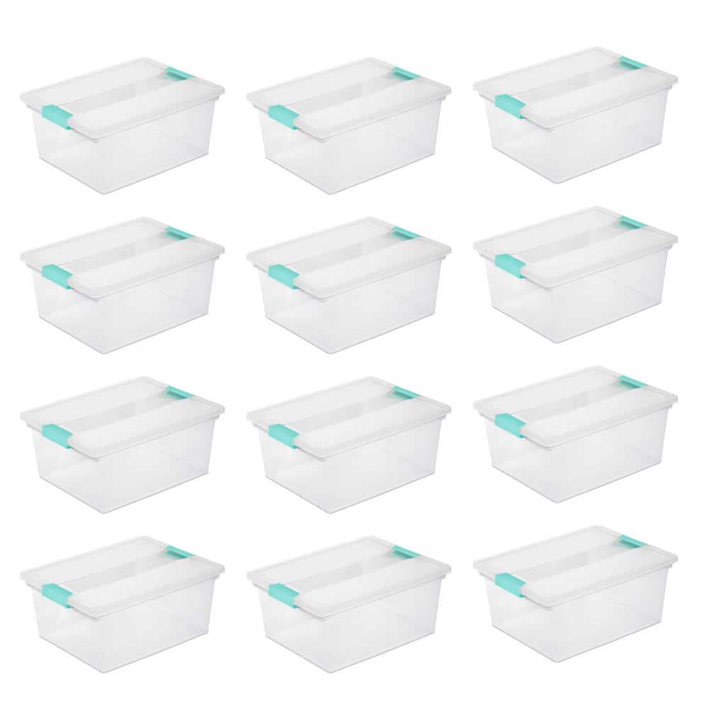 Clear Plastic Stackable Storage Bin with Latching Lid, 14" x 11"
