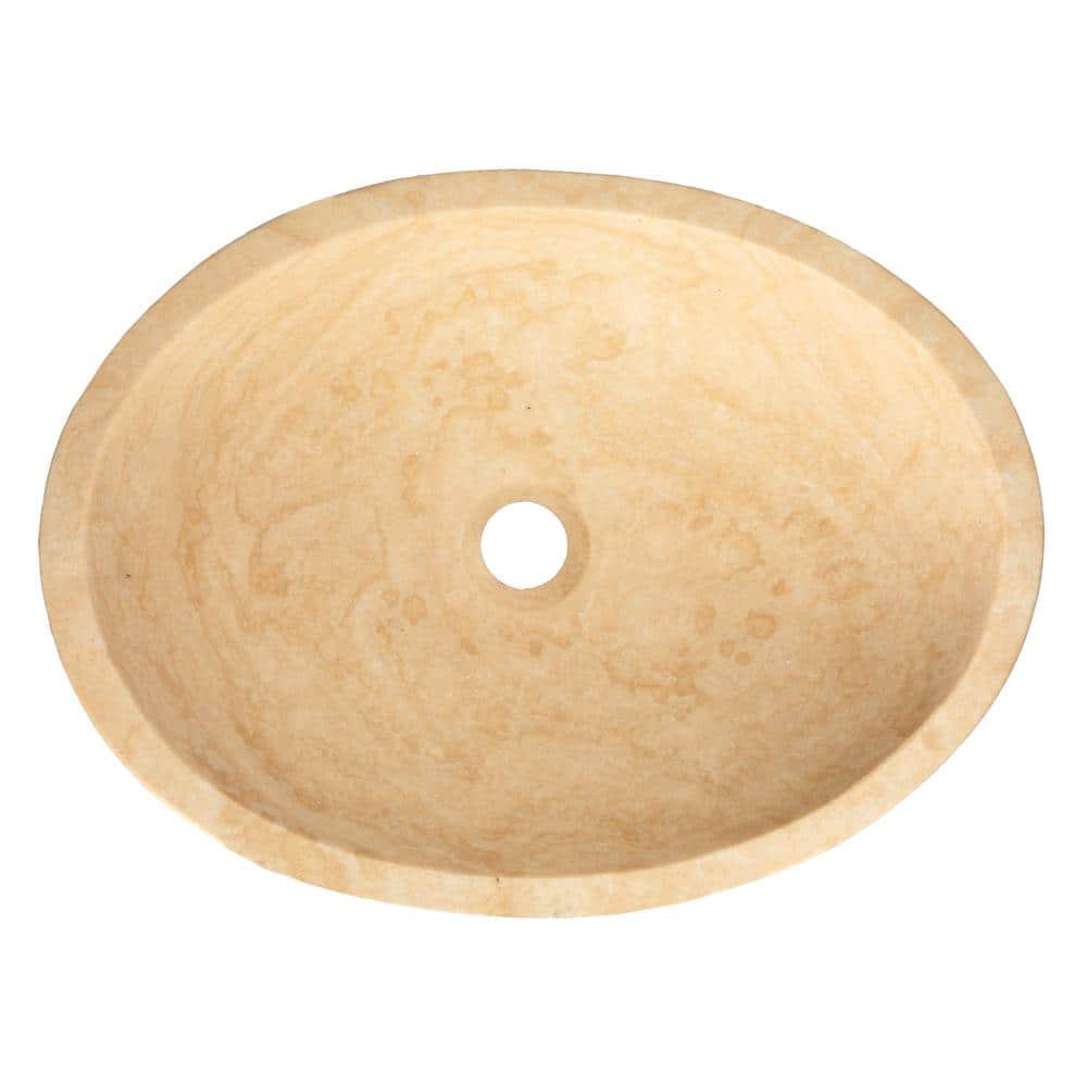 Beige Stone Canoe Shaped Bathroom Sink