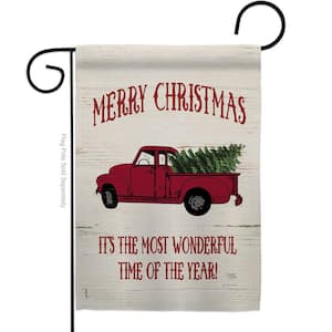 13 in. x 18.5 in. Merry Christmas Vintage Truck Garden Flag Double-Sided Winter Decorative Vertical Flags