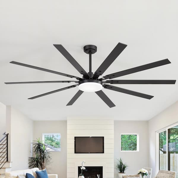 Breezary Archer 72 in. Integrated LED Indoor Matte Black Ceiling Fan with Light and Remote Control Included
