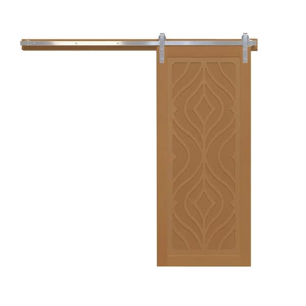 VeryCustom Zaftig Sway 42 in. x 84 in. Sands Wood Sliding Barn Door with Hardware Kit in Stainless Steel