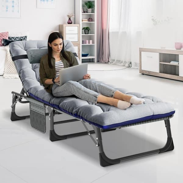 BOZTIY Folding Camping Cot Portable Outdoor Chaise Lounge Chair w