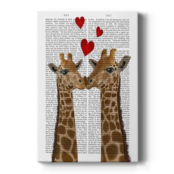 Wexford Home Giraffe Love By Wexford Homes Unframed Giclee Home Art Print 60 in. x 40 in.