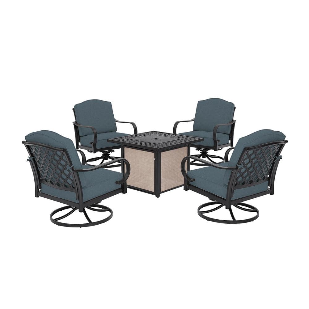 Hampton Bay Laurel Oaks 5Piece Brown Steel Outdoor Patio Fire Pit