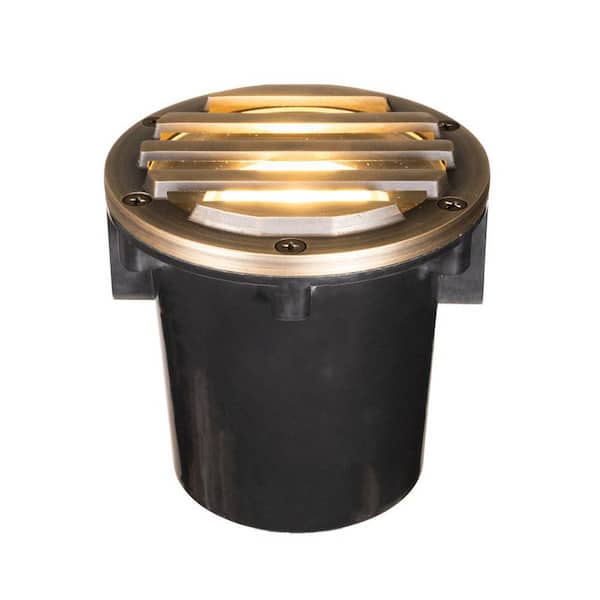 Bronze Hardwired Brass Grated Well Light with MR16 LED Bulb