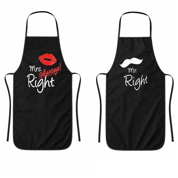 31.5 in. x 23.6 in. Black Polyester Kitchen Aprons, Chef Aprons with Waterdrop Resistant for Women and Men Chef (2-Pack)