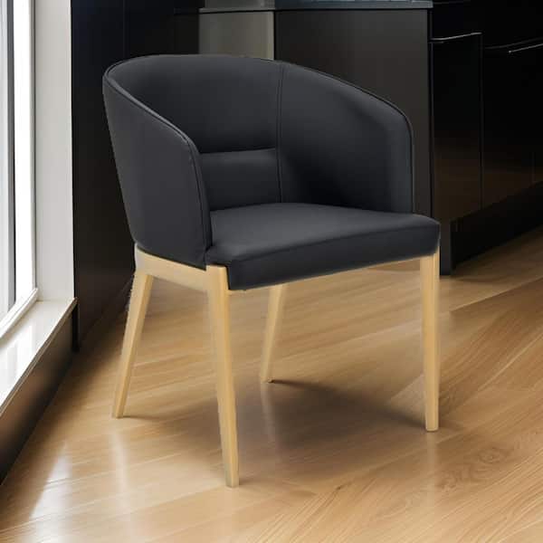 Benjara Gray and Brass Faux Leather Metal Frame Dining Chair