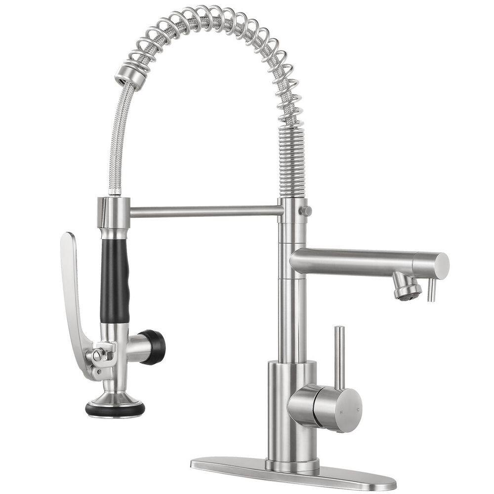 Single Handle Pull Down Sprayer 18.1 in. H Kitchen Faucet 360° Spout Swivel with Pull Out Spray in Brushed Nickel price history on PriceWatchPro