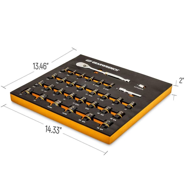 GEARWRENCH 1008035640 Bolt Biter Ratchet Socket Set MM/SAE with EVA Foam Tray (31-Pieces) - 2