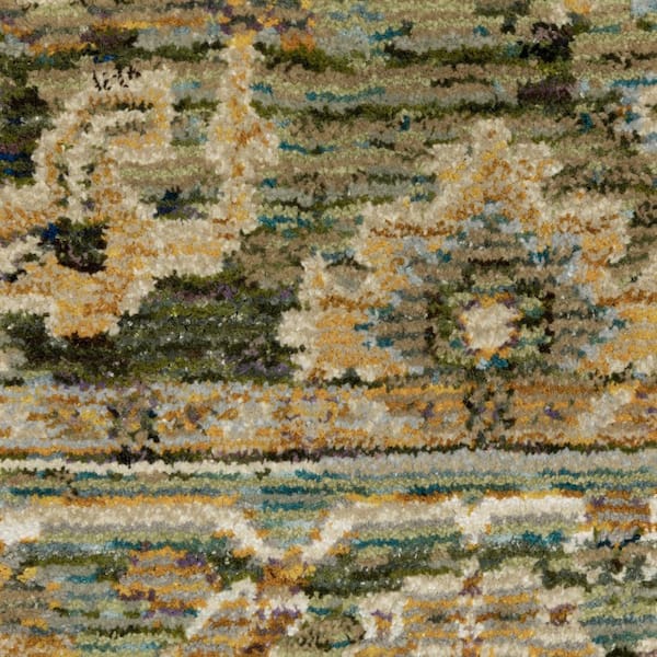 9 ft. x 12 ft. Green, Gold Oriental Washable Area Rug
