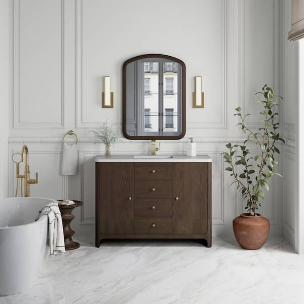 James Martin Vanities Gracyn 48.0 in. W x 21.5 in. D x 35.88 in. H Single Bath Vanity in Sable with White Zeus Silestone Quartz Top