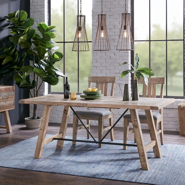 INK+IVY Sonoma Natural Wood 72 in. 4-Legs Dining Table Seats 6