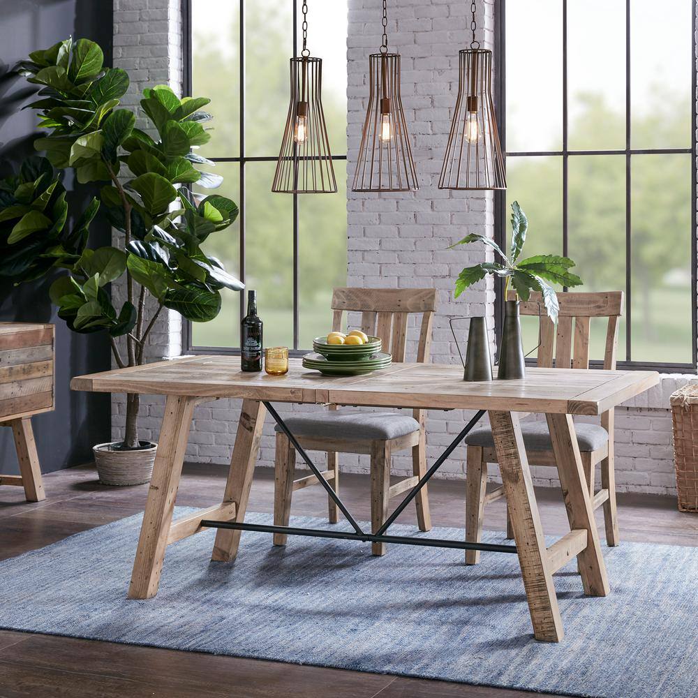 INK+IVY Sonoma Natural Wood 72 in. 4-Legs Dining Table Seats 6 II121 ...