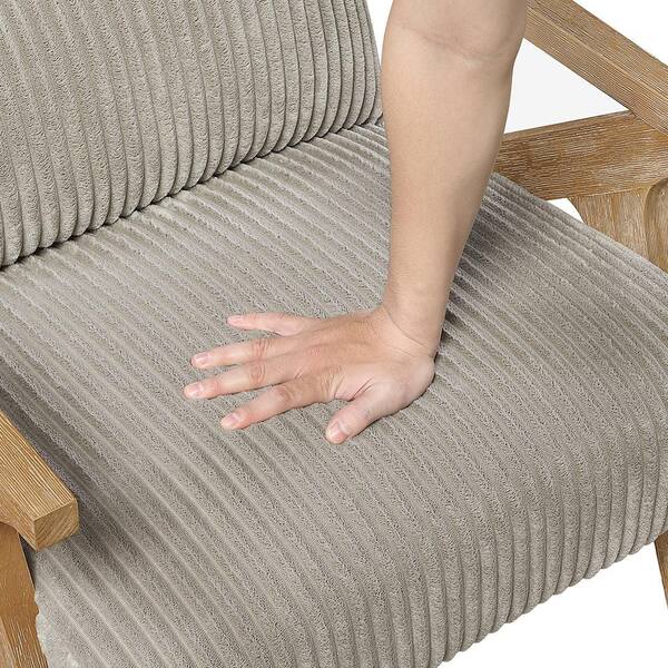 Lazzara Lennox Taupe Corduroy Upholstery Solid Wood Frame Accent