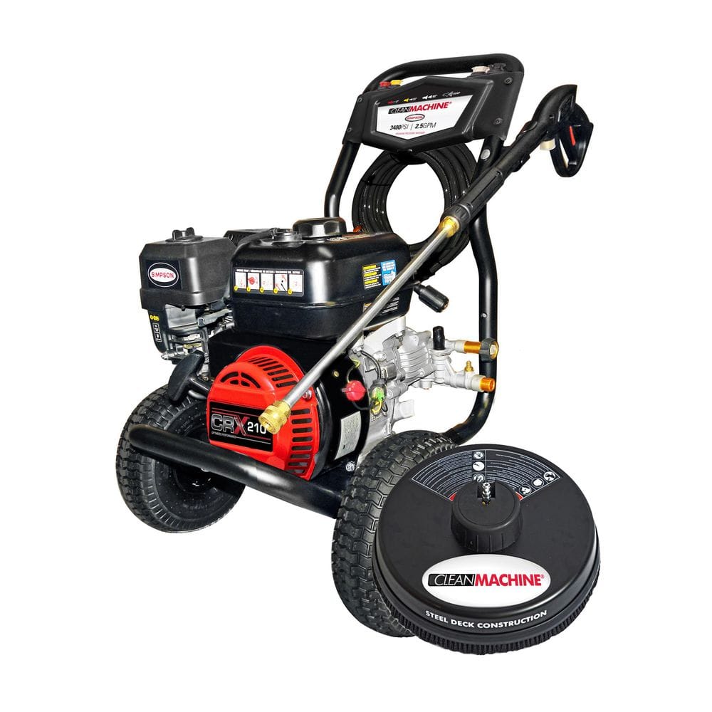 SIMPSON Clean Machine 3400 PSI 2.5 GPM Cold Gas Pressure Washer with CRX210  Engine CM61248-S - The Home Depot