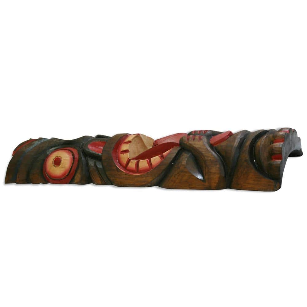 Hand-Carved Albesia Wood 20" Tiki Mask Wall Decor