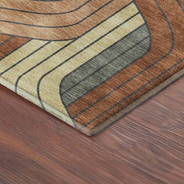 Mayfield Premium Machine Washable Abstract AMF2422 Paprika 5 ft. x 7 ft. 6 in. Area Rug