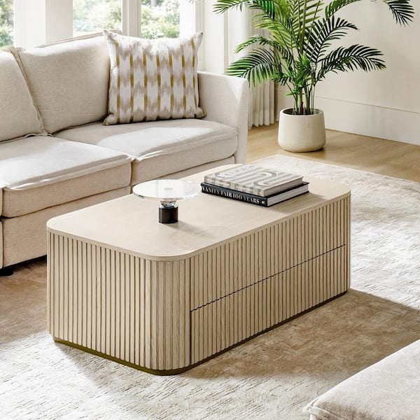JAYDEN CREATION Hector 47.75 in. Natural Rectangle Wood Coffee