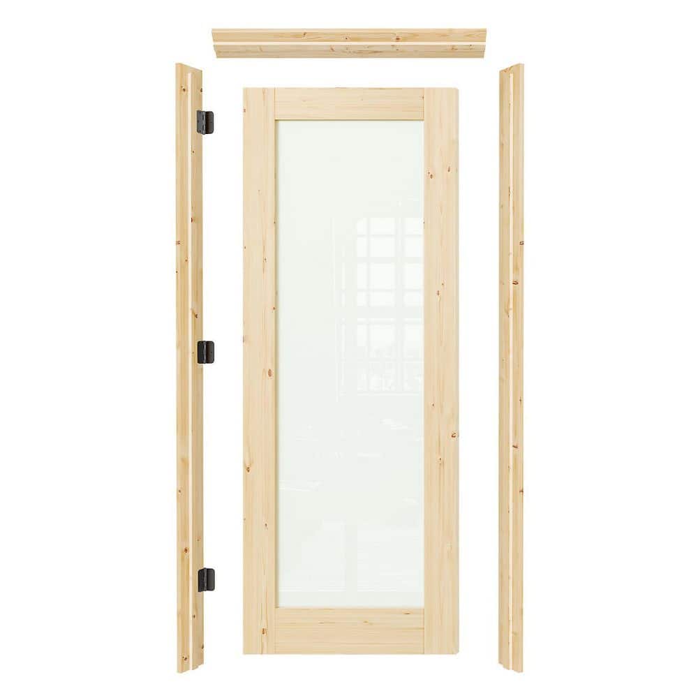 28in. x 80in. 5 Lite Frosted Glass Right Handed Brown Solid Core Assembly Required Door Kit with Quick Assemble Jamb price history on PriceWatchPro