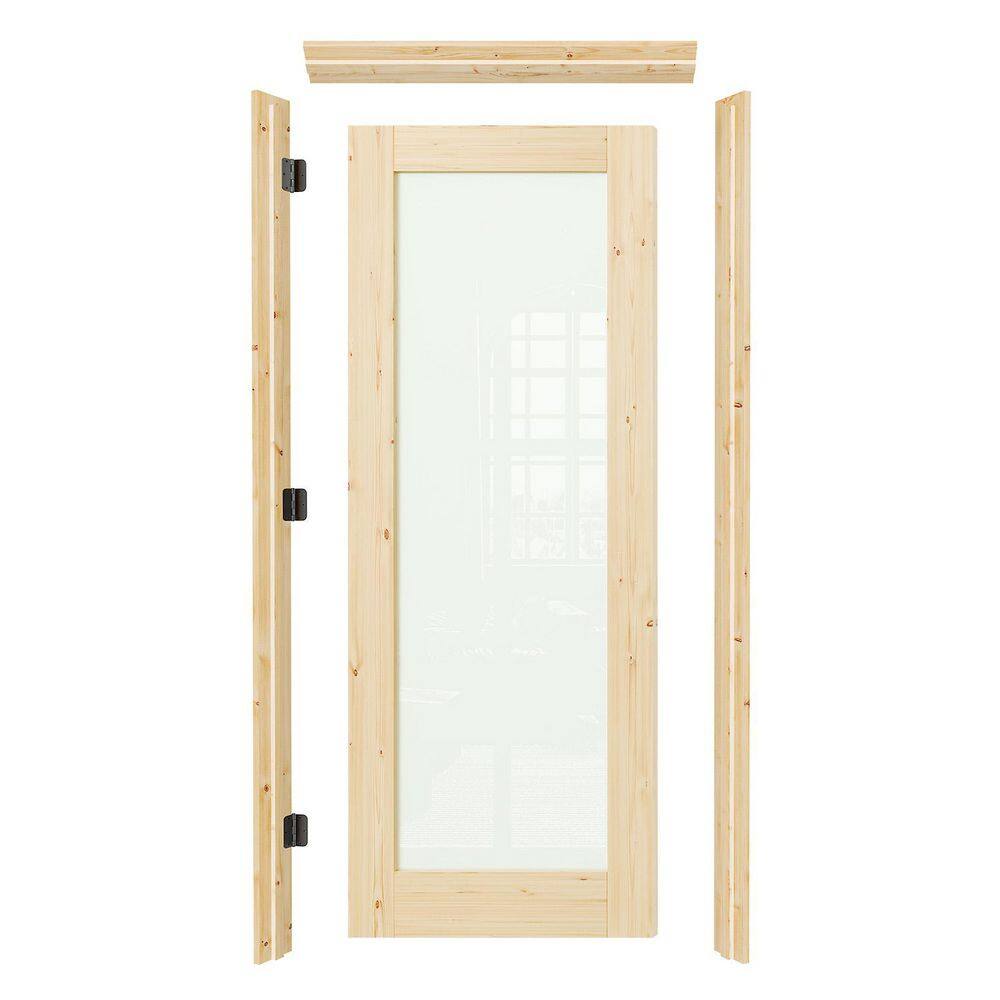 36in. x 80in. 5 Lite Frosted Glass Left Handed Brown Solid Core Assembly Required Door Kit with Quick Assemble Jamb price history on PriceWatchPro