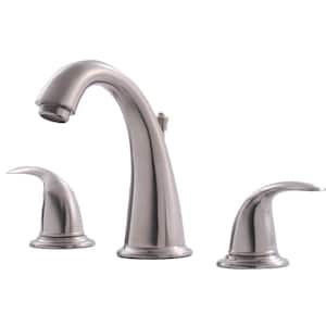 Builder's Series 8 in. Widespread 2-Handle Bathroom Faucet with Drain in Brushed Nickel