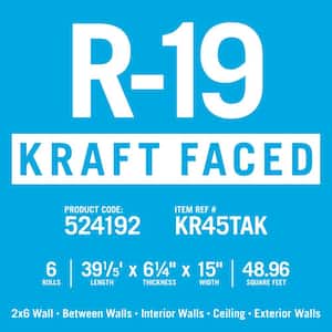 R-19 EcoRoll Kraft Faced Fiberglass Insulation Roll 15 in. x 39.2 ft. x 6-1/4 in. (18-Rolls)