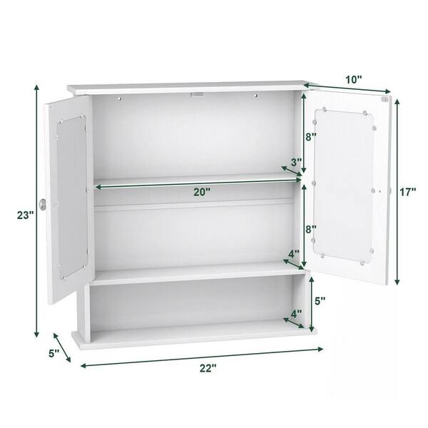 Forclover 22-in x 23-in x 5-in Gray Bathroom Wall Cabinet
