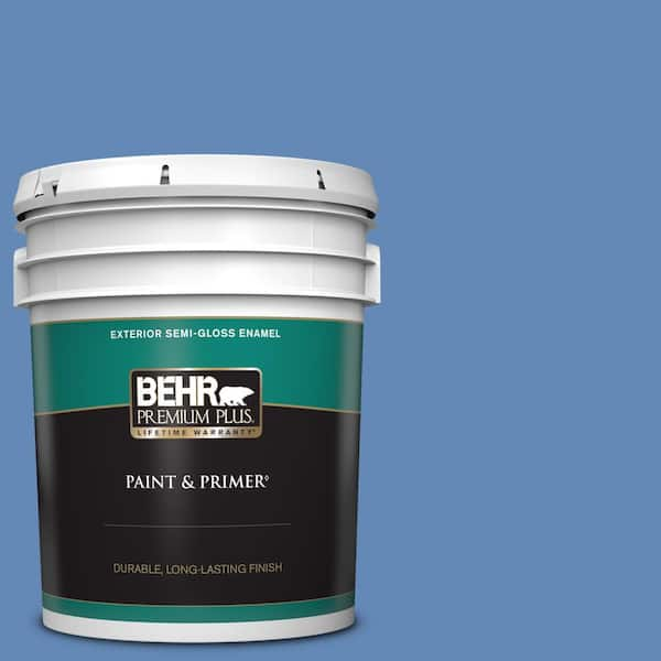 BEHR PREMIUM PLUS 5 gal. #580B-6 Castle Moat Semi-Gloss Enamel Exterior Paint & Primer