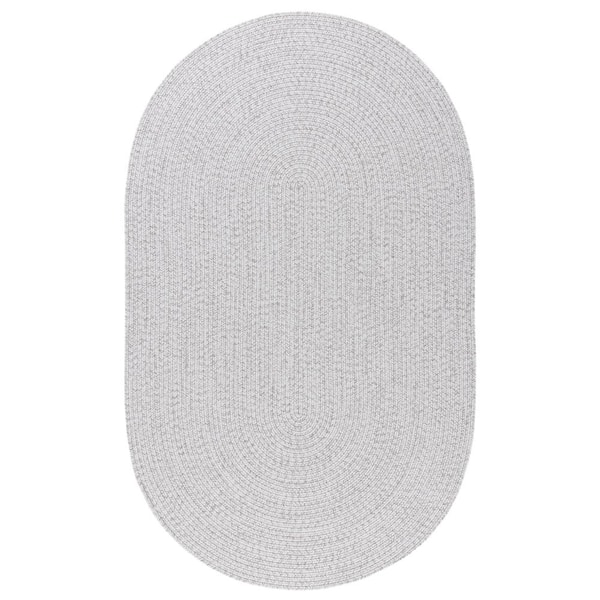SAFAVIEH Braided Silver Gray Doormat 3 ft. x 5 ft. Solid Color Gradient Oval Area Rug