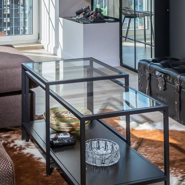 Fab Glass and Mirror Square Clear Glass Table Top with 1 Beveled Edge  Tempered